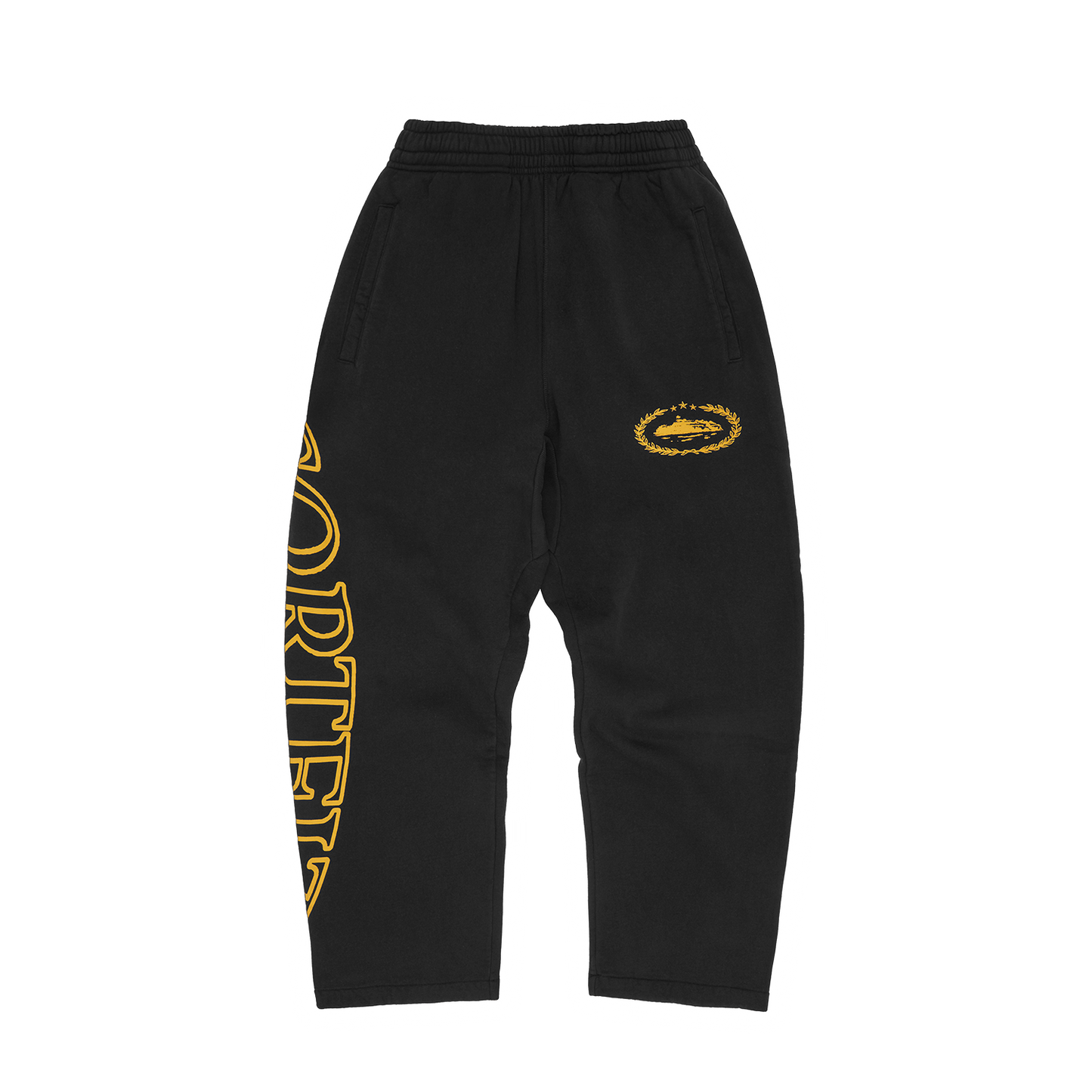 PANTALON À OURLET OUVERT ROYALE SUPÉRIEUR [NOIR / JAUNE]