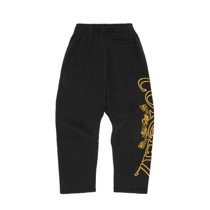 PANTALON À OURLET OUVERT ROYALE SUPÉRIEUR [NOIR / JAUNE]