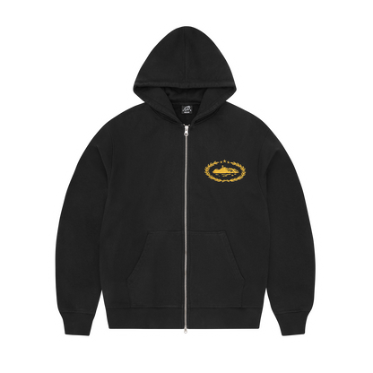 Sweat à capuche zippé Superior Royale [Noir / Jaune]